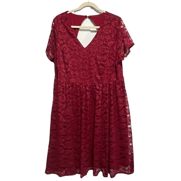 Torrid Red Lace V-Neck Skater Dress, New with Tags - Picture 5 of 9